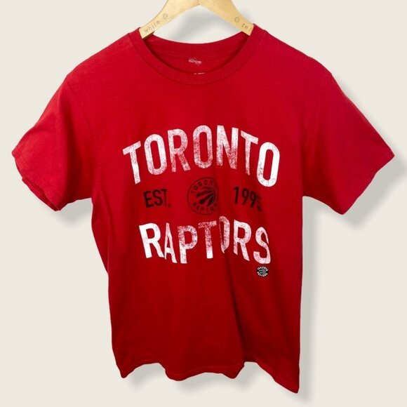 Toronto Raptors Short Sleeve Tee Red T-Shirt Size Medium Cotton Top Basket Ball - Picture 5 of 5